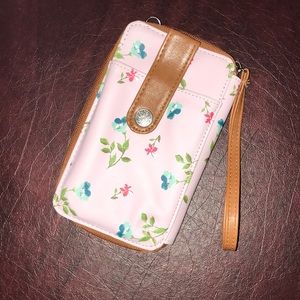 Floral phone wristlet wallet